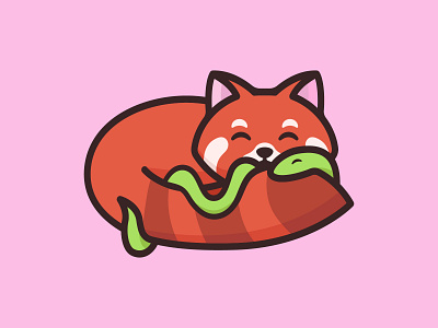 Little Panda With Snake cartoon character character design colorful design feminine illustration mascots panda playful red panda snake youthful