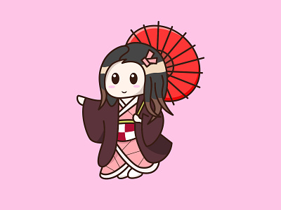 Calm Nezuko cartoon character colorful cute design feminine illustration inspiration kimono logo nezuko playful youthful