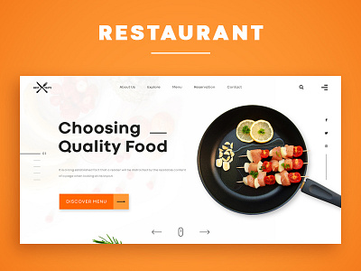 Restaurant design illustration minimal ui web website