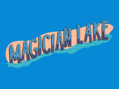MAGICIAN LAKE lake magician lake michigan michigan state retro retro design sign sticker sticker design water