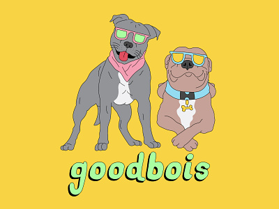 goodbois bulldog dog good boys handdrawn logo illustration logodesign pets pitbull rad sticker sticker art stickers