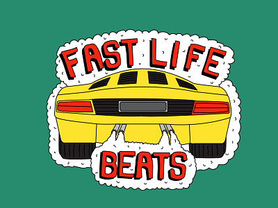 FAST LIFE BEATS 80s fast life lambo lamborghini sticker sticker art sticker design trap