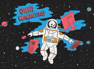 OHHI MARKETING astronaut dead astronaut deep space illustration marketing planets skull space spaceman