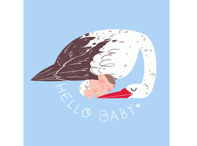 baby greetingcard baby babyshower blue greetingcard illustration