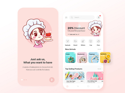 Baking Items selling app app baking app clean ui cooking design e commerce app elegant minimal design professional design ui ux