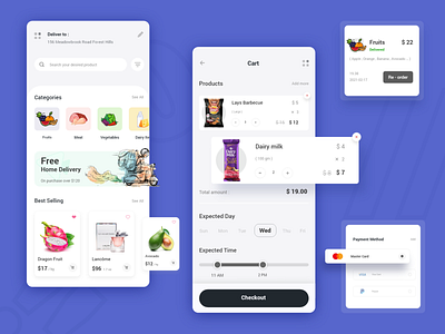 Grocery e-commerce app android app app design app designer cart colorful e commerce e commerce app e commerce shop grocery grocery app minimal design mobile ui mobile uiux payment shopping app shopping list screen trend 2021 ui ux
