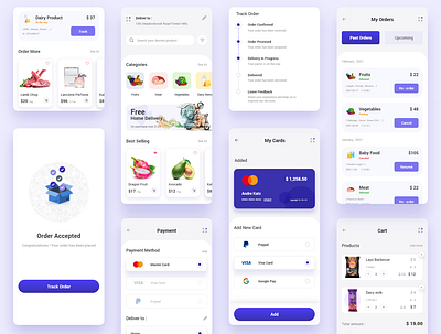 Grocery e-commerce - Mobile app app clean ui e commerce e commerce app e commerce shop grocery app minimal mobile app mobile app design online shopping app order payment shopping app success trendy design ui uiux user experience designer user interface design ux