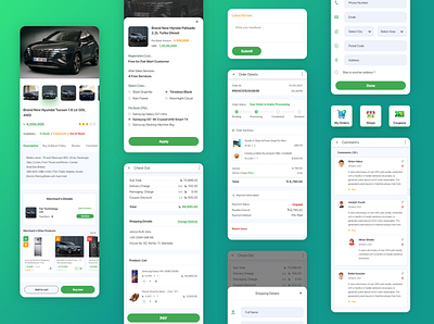 FairMart e-commerce application app app design check out colorful design e commerce green grocery interface design minimal design online store product comment product deatils screen screen design shooping app store trendy design ui user experience design ux