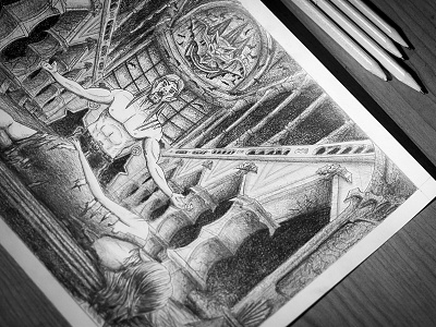 Vampiric Pencil Illustracion bat castle charcoal drawing horror illustration pencil vampire vampiric