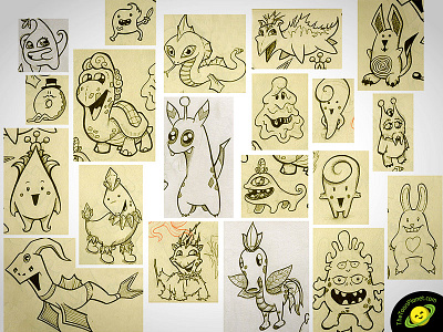 Character sketching characters creatures design drawing illustration ink mascot monsters pencil sketch