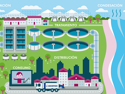 Water Cycle Vector Infographic Illustration