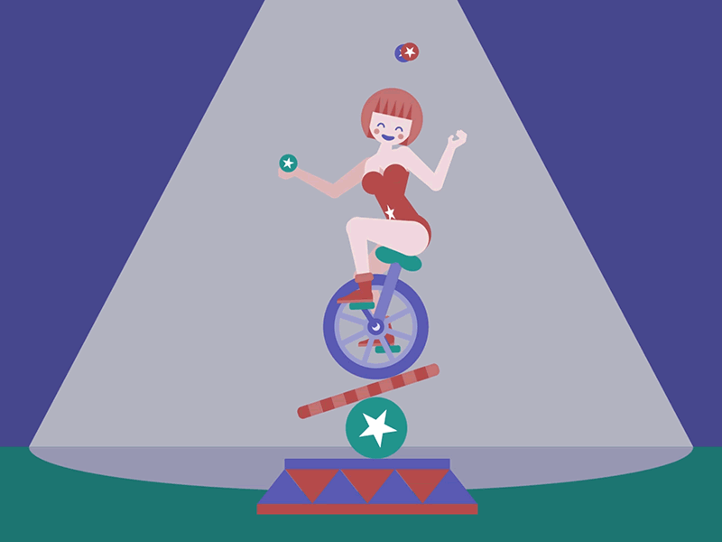 Equilibrist Character Animation animated animation cartoon character circus cycle equilibrist flat gif graphics motion vector