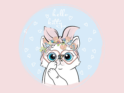 Hello Kitty cartoon cute cat funny illustration vector