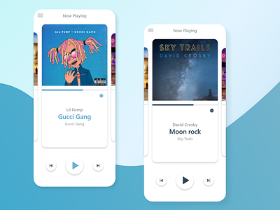 Music aesthetic app blue blue and white minimal music sea simple ui