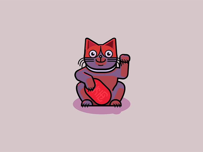 Manekineko vector fortune japanese cat wave motion illustration manekineko
