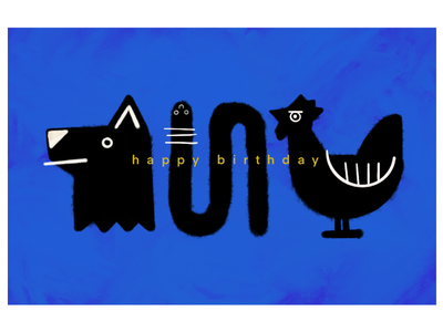 Bday Doodles dog illustration texture blob chicken worm dog procreate blue birthday doodle