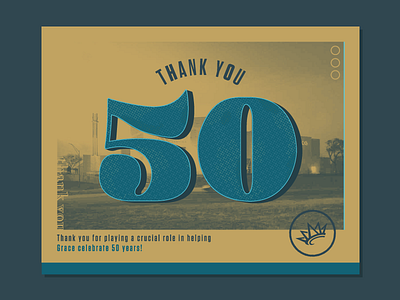 Thank You Post Card | 50th Anniversary 50 anniversary celebration church crown fifty gold grace mail ministry photoshop postcard texture thank you thanks tungsten volunteers