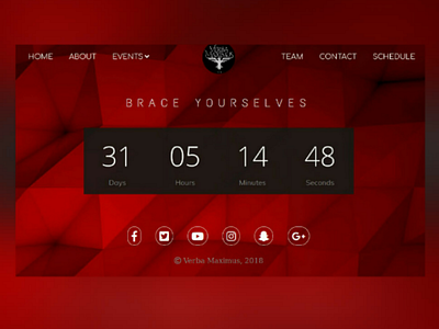 Hello Dribbble countdown debut home page landing page navbar poly background verba maximus web design website