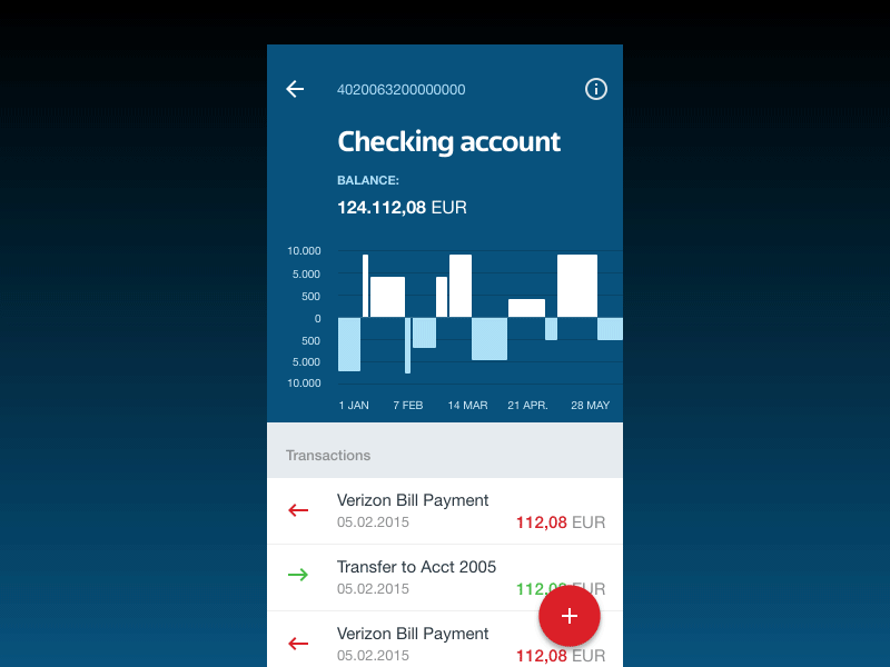 Mobile Banking - New Payment account bank account banking chase fab graph ios material design mbanking mobile banking tabs ui