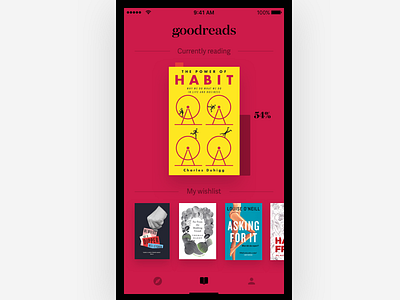 Goodreads - Mobile app clean goodreads mobile app red redesign ui ux