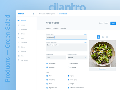 Add New Product — Cilantro admin backend clean white cms interface design material design pannel recent work rw simple ui ux