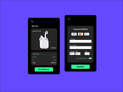 #Daily UI 002 - Check out add to cart ai app design checkout page daily ui daily ui challenge dark theme dark theme app figma iphone my cart pay now payment method ui ui app design