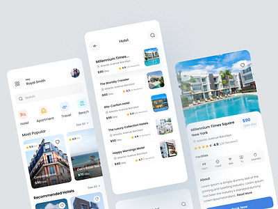 Booking Mobile App apartment booking clean design hotel booking property booking realestate booking app travel app travel booking app ui ui ux