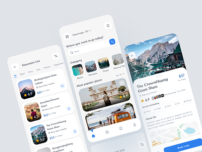 Travel Mobile App advanture booking app clean design hotel booking mobile application mobile ui travel agency travel app travel booking ux design vacation
