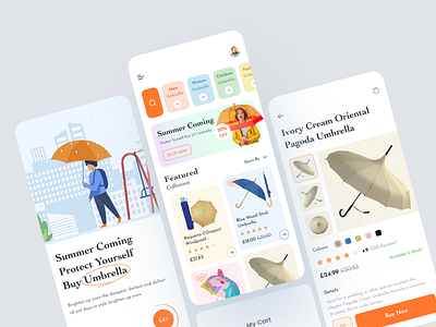Ecommerce Mobile App clean ui e commerce app ios ap mobile app online shopping app online store shop shop app sopify umbrella shop uxui