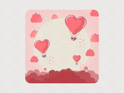 Happy Valentine's Day balloon card cloud colorful concept design heart holiday hot air ballon illustration inspiration moon party romantic sun valentine