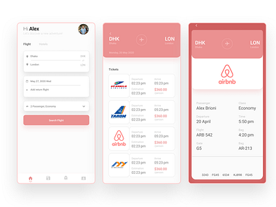 Flight Booking App app design flat illustration minimal typography ui ux vector vpn