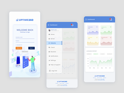 Server Monitoring Mobile App app design flat icon illustration minimal typography ui ux