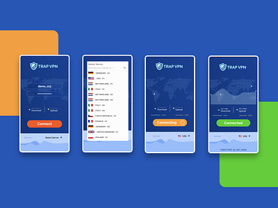 VPN UI Design app design minimal typography ui ux vpn