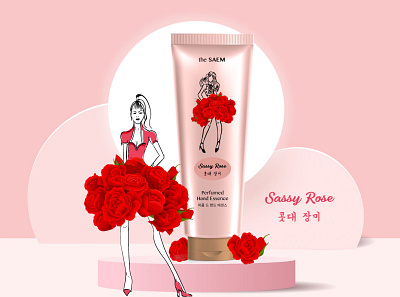 Sassy Rose Hand Essence beauty beauty product branding design illustration packaging design product design redesign redesign concept vector