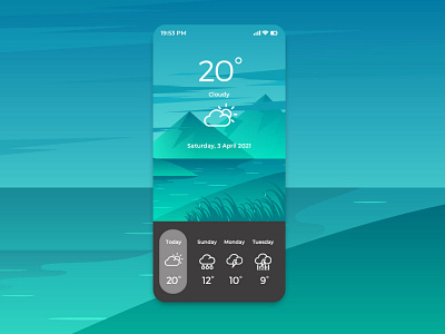 Cloudy Weather App design flat gradient color icon minimal ui vector vector artwork