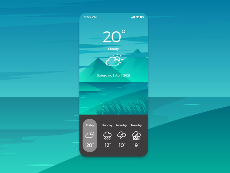 Cloudy Weather App by Katherine Hartono on Dribbble