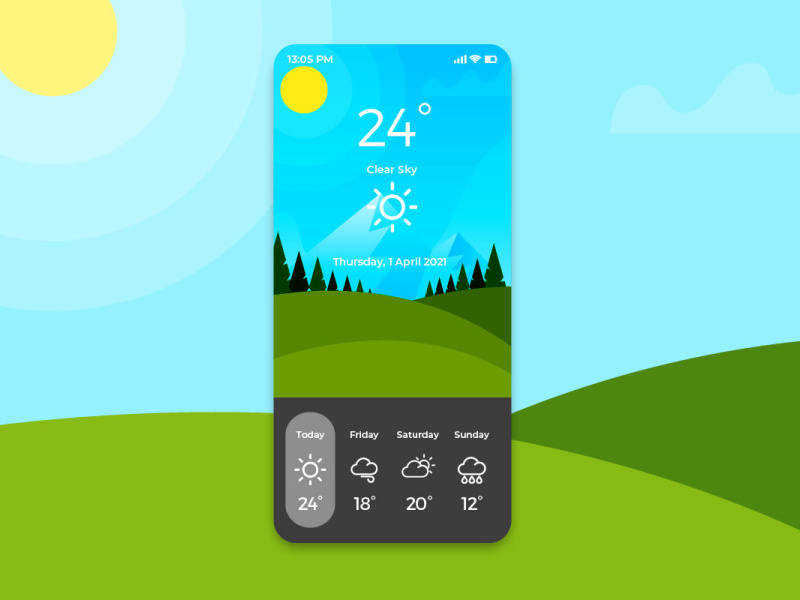 Clear Sky Weather App by Katherine Hartono on Dribbble