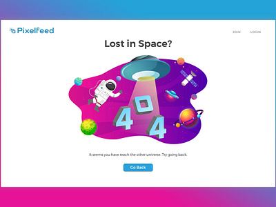 Pixelfeed Error Page 03 404 404 error page 404 page app design flat gradient color illustration vector vector artwork web