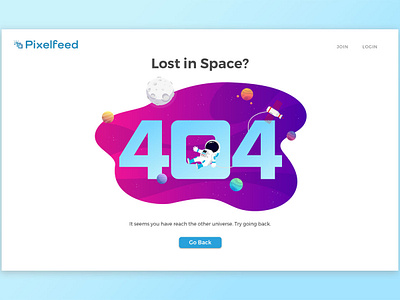 Pixelfeed Error Page 01 404 404 error page 404 page app design design app flat gradient color illustration vector vector artwork web