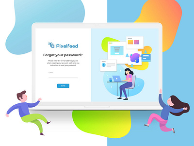 Pixelfeed Forgot Your Password Page app branding design flat gradient color illustration logo vector vector artwork web