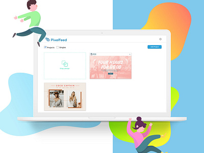 Pixelfeed Projects Page app design flat gradient color illustration ui ux vector vector artwork web