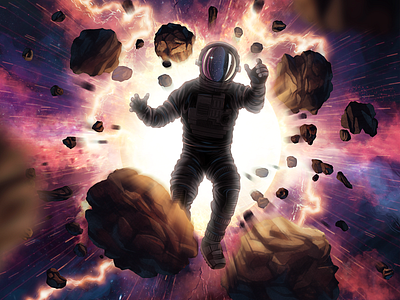 2096 astronaut explosion illustration photo manipulation space