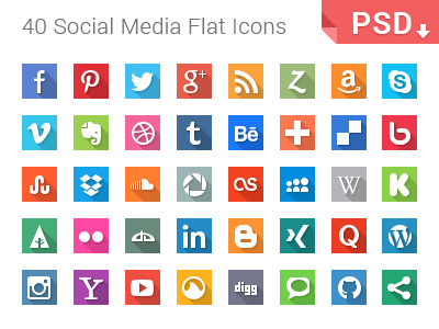 40 Social Media Flat Icons by Raul Taciu on Dribbble