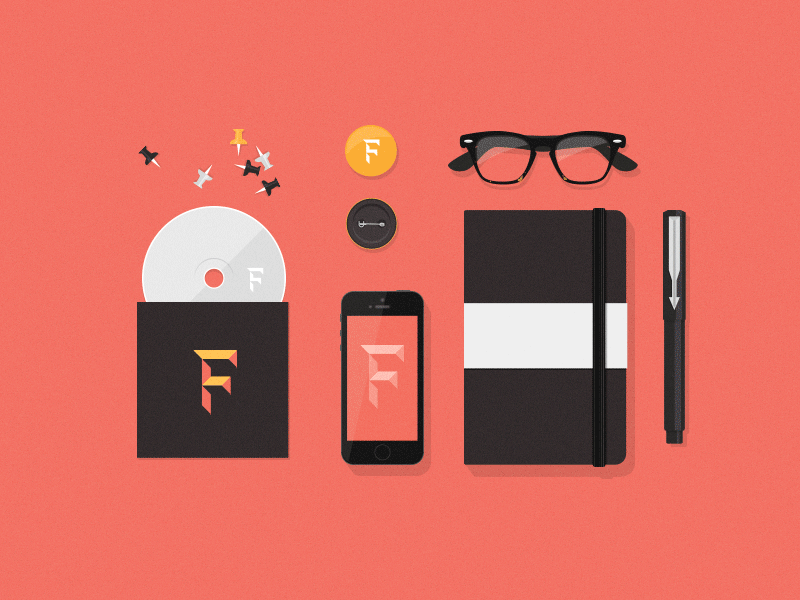 Flat Mockups – Stationery Items branding color flat free freebie identity mockup psd stationery