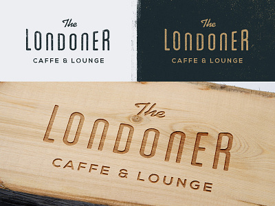 The Londoner engraved logo logotype mock up psd wood