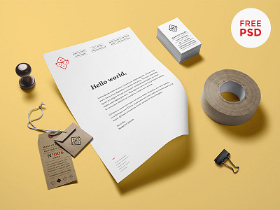 Stationery Mockup PSD branding free freebie identity logo mock up psd stationery tag template