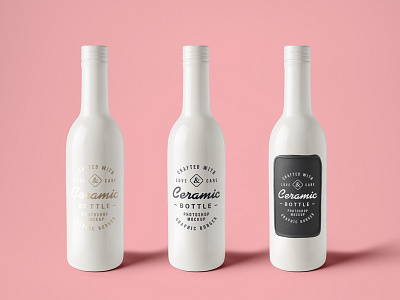 Ceramic Bottle Mockup (Free PSD) bottle ceramic free freebie mock up psd