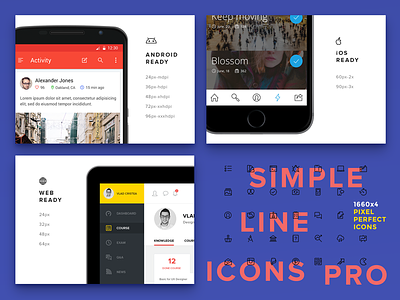 Simple Line Icons Pro - 1660x4 Pixel Perfect Icons android icons icon icon pack icon set icons ios icons line icons minimal outlined icons stroke icons ui icons