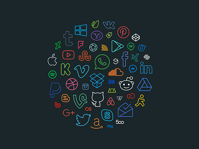 Simple Line Icons Pro - Social / Brands brand icon icon pack icon set icons line outlined icons social media social media icons stroke icons