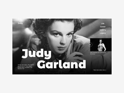 Judy Garland website concept celebrity design figma fullscreen typography ui web